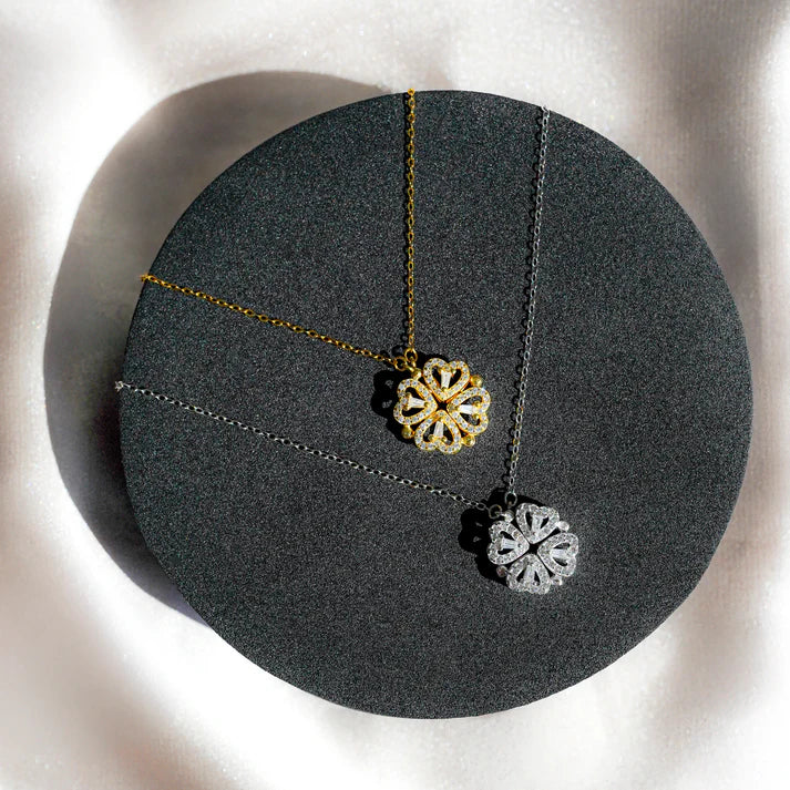 4-Blättrige Kleeblatt-Halskette "Glücksbringer" mit Geschenkbox Ewige Rose