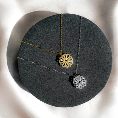 4-Blättrige Kleeblatt-Halskette "Glücksbringer" mit Geschenkbox Ewige Rose